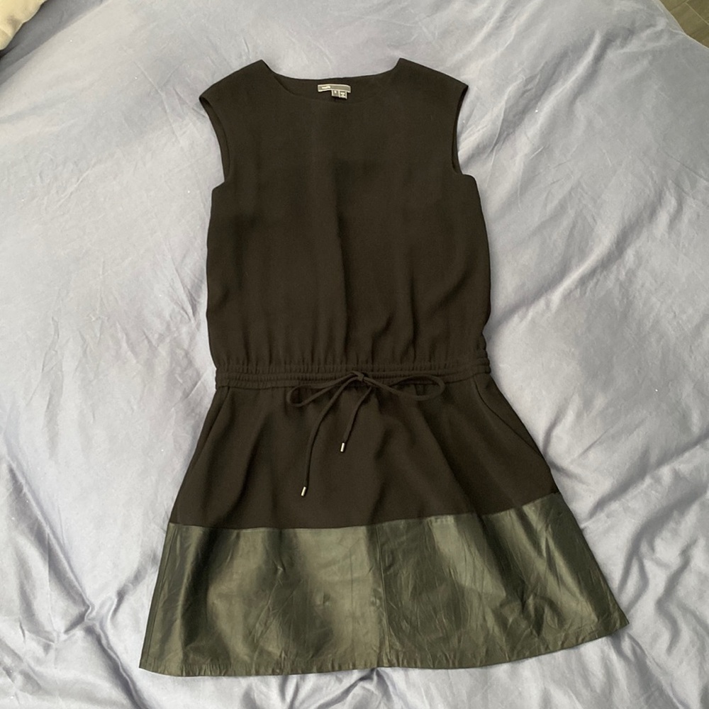 Black Dress with Leather Bottom